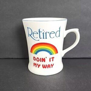 Retro Ceramic Coffee Mug Retirement Treasure Masters Vintage Japan Rainbow